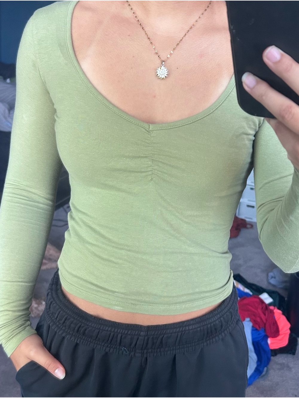 Cotton On Light Green Long Sleeve Scoop Neck Top